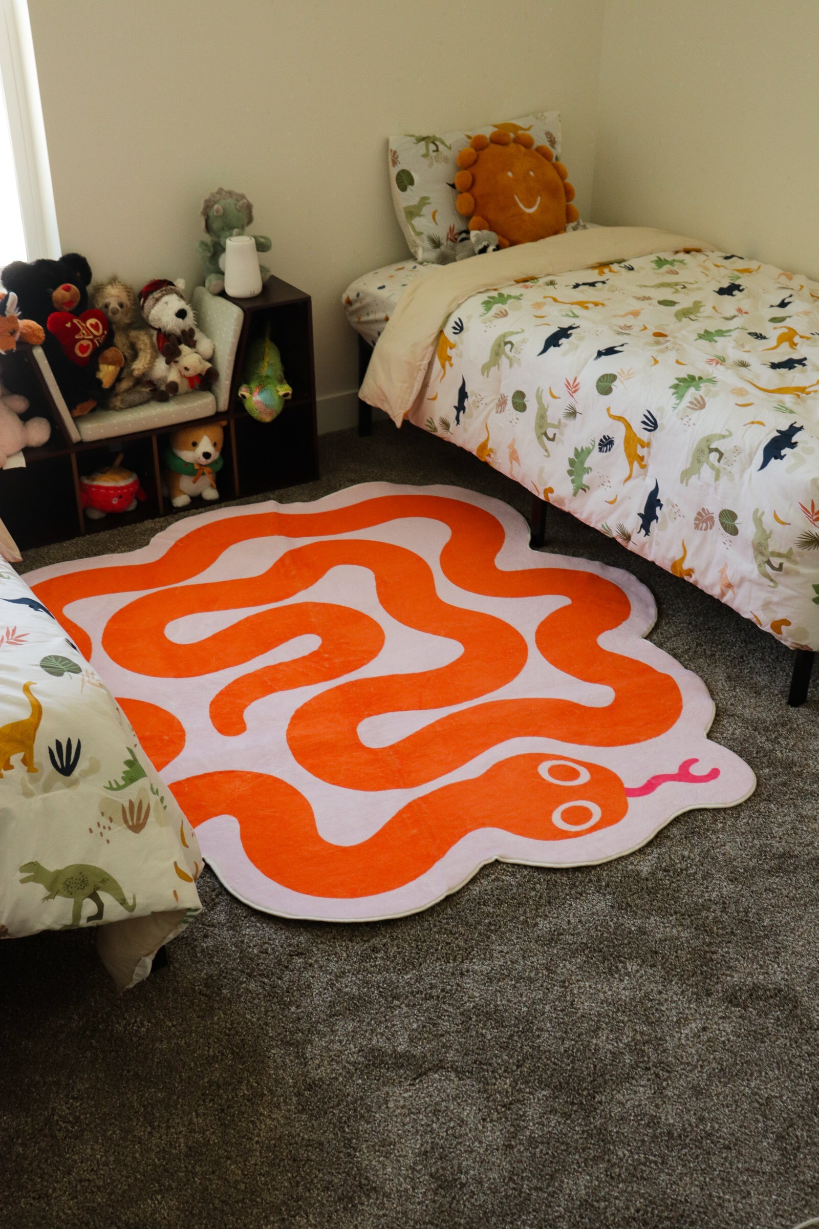 LanySpace Spiral Snake Rug, Orange, in Kid’s Room
