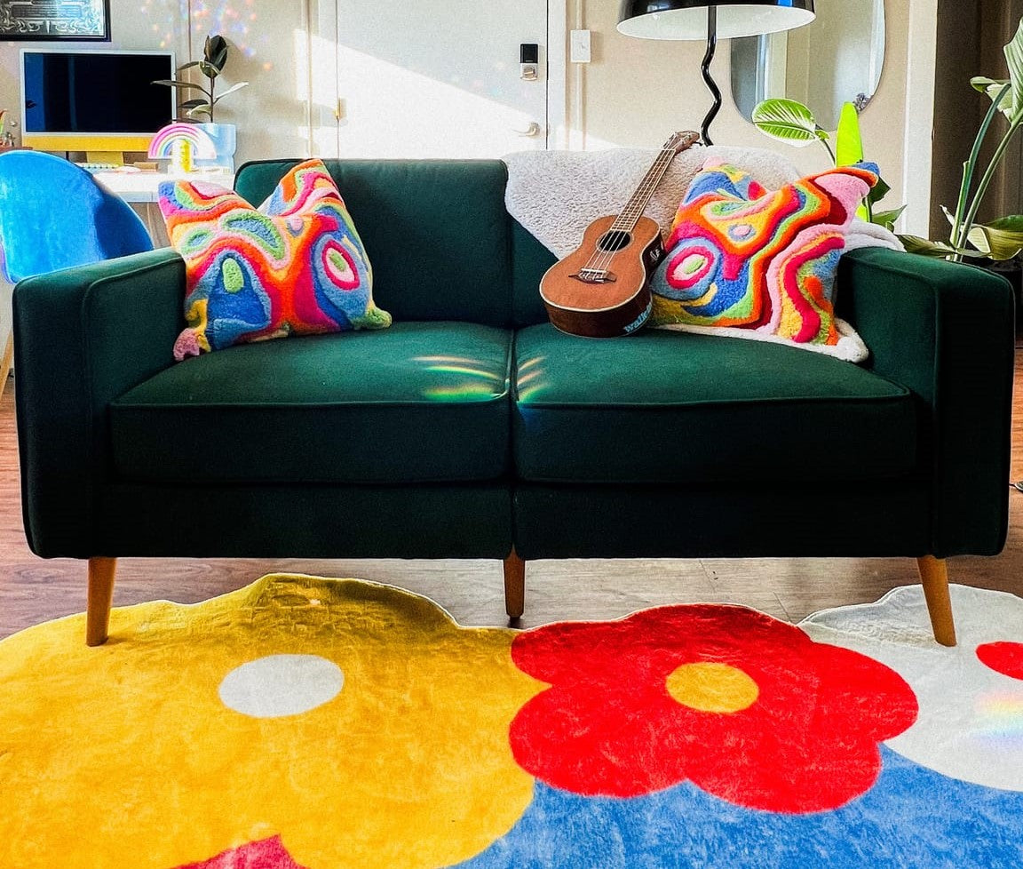 LanySpace best seller: irregular shaped funky flowers rug