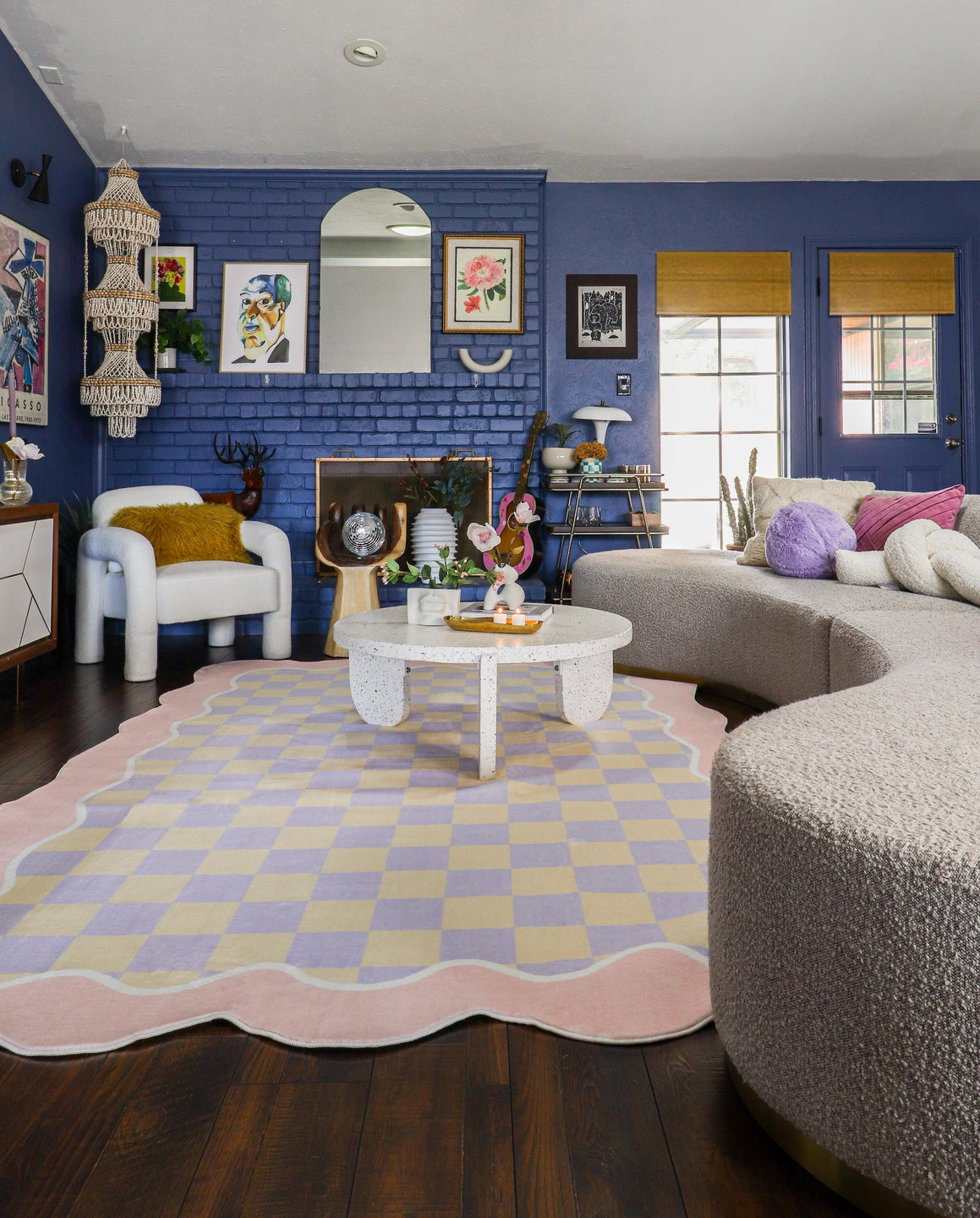 LanySpace Pink and Blue Mellow Pastel Rug in 7x10